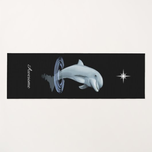Chic Dolphin, Custom Star & Script op zwart Yogamat (Voorkant (horizontaal))