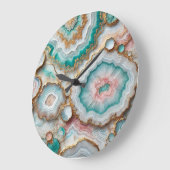 Chic Donker Blauwgroen Blauw Blush Roze Goud Marme Grote Klok (Hoek)