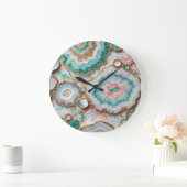 Chic Donker Blauwgroen Blauw Blush Roze Goud Marme Grote Klok (Huis)