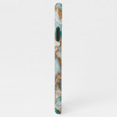 Chic Donker Blauwgroen Blauw Blush Roze Goud Marme iPhone Hoesje (Rechterkant)