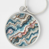 Chic Donker Blauwgroen Blauw Blush Roze Goud Marme Sleutelhanger (Voorkant)