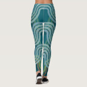 Chic Donker Blauwgroen Groen Curven Patroon Leggings (Achterkant)