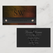 Chic Donkergrijze Oranje Gradient Slang met Monogr Visitekaartje (Voorkant / Achterkant)