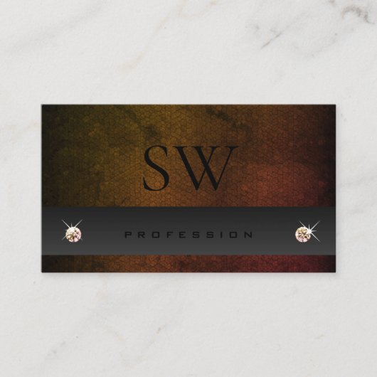 Chic Donkergrijze Oranje Gradient Slang met Monogr Visitekaartje (Voorkant)