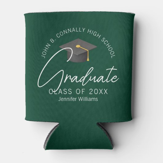 Chic Donkergroen Afstuderen aangepaste afstudeerfe Blikjeskoeler (Voorkant)