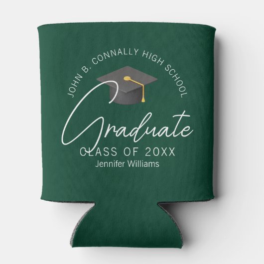 Chic Donkergroen Afstuderen aangepaste afstudeerfe Blikjeskoeler (Achterkant)