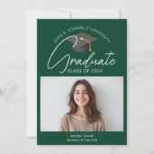 Chic Donkergroen Afstuderen Foto 2025 Afstuderen Aankondiging (Voorkant)