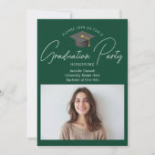 Chic donkergroen Afstuderen foto afstudeerfeest Kaart (Voorkant)