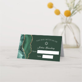 Chic Donkergroen Gouden Bar Mitswa Place Card Plaatskaartje