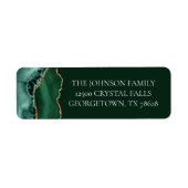 Chic Donkergroene Gouden Agaat Retouradres Etiket (Voorkant)