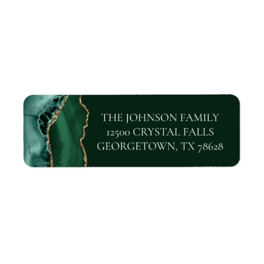 Chic Donkergroene Gouden Agaat Retouradres Etiket (Voorkant)