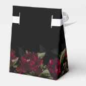 Chic donkerrode gotische bloemenmoody trouwtent bedankdoosjes (Achterkant)