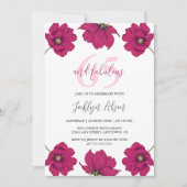 Chic Donkerroze Cosmos Floral Botanische Verjaarda Kaart (Voorkant)