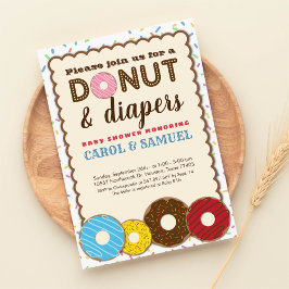 Chic Donut & Diapers Couples Baby shower Kaart