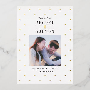 Chic Dots FOIL Moderne Trouwkaart Save The Date Folie Uitnodiging