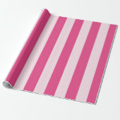 Chic Double Pink Stripes Cadeaupapier (Uitgerold)