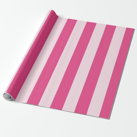 Chic Double Pink Stripes Cadeaupapier (Uitgerold)