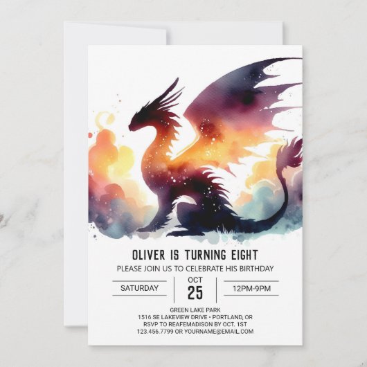 Chic Dragon Birthday Printable Kaart (Voorkant)
