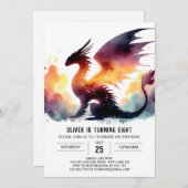 Chic Dragon Birthday Printable Kaart (Voorkant / Achterkant)