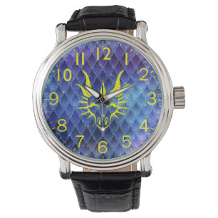Chic Dragon Head & Blue Dragon Scales Watch Horloge