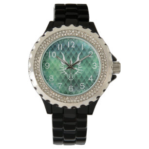 Chic Dragon Head & Green Dragon Scales Watch Horloge