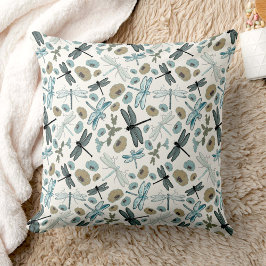 Chic Dragonflies Floral Pattern Kussen