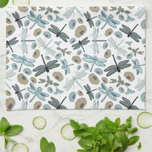 Chic Dragonfly en Floral Pattern Theedoek (Gevouwen)