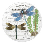 Chic  Dragonfly & Fern French Script Knob Keramische Knop (Voorkant)