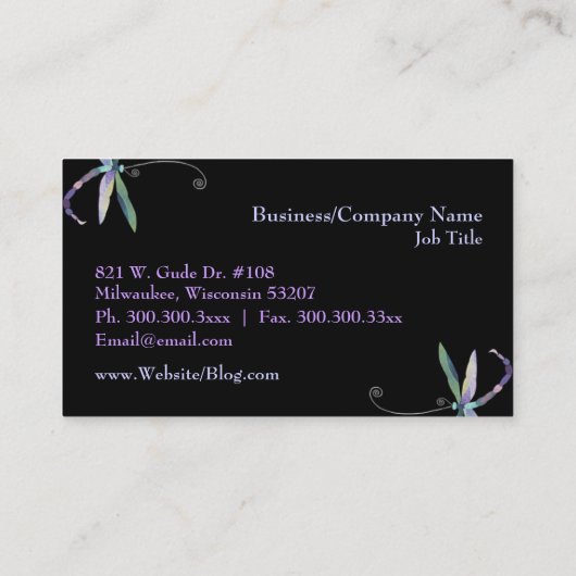 Chic Dragonfly Monogram Aangepast Visitekaartje (Achterkant)