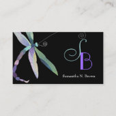 Chic Dragonfly Monogram Aangepast Visitekaartje (Voorkant)