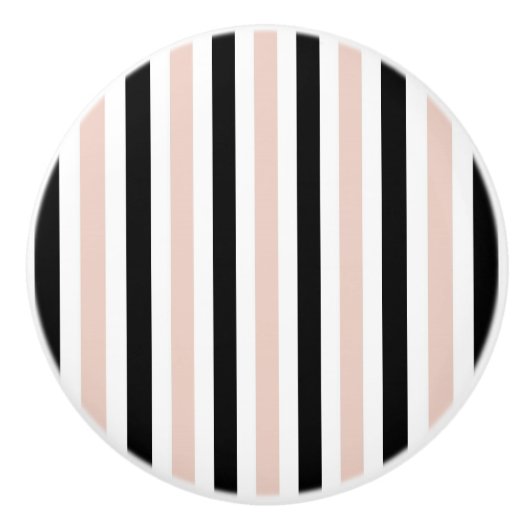 CHIC DRAWER KNOBS_GIRLY BLUSH/BLACK/WHITE STRIPES KERAMISCHE KNOP (Voorkant)