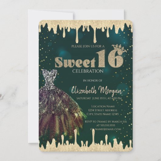 Chic Dress, Glitter maakt groen snoepje 16 Kaart (Voorkant)