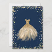 Chic Dress Gold Tiara, Diamonds Quinceañera Kaart (Achterkant)