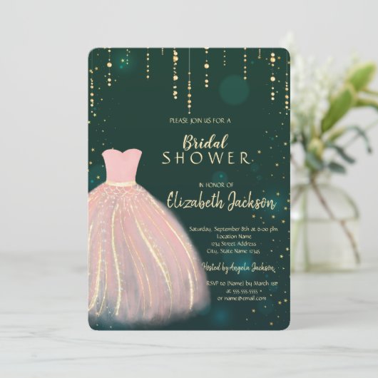 Chic Dress, Groen Vrijgezellenfeest Kaart (Staand voorkant)