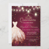 Chic Dress, Tiara Burgundy Quinceañera Kaart (Voorkant)