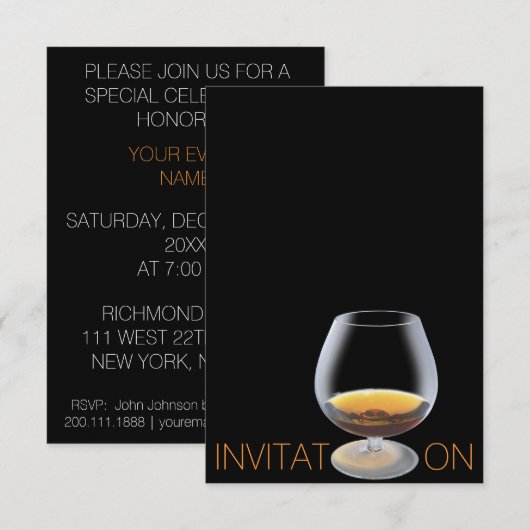 Chic Drink Dinner Vip Persoonlijke Uitnodiging (Voorkant / Achterkant)