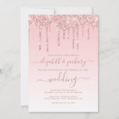 Chic Driving Glitter Pink Wedding Kaart (Voorkant)