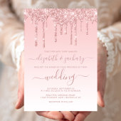 Chic Driving Glitter Pink Wedding Kaart