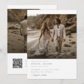 Chic Dubbelzijdige foto QR Code bruiloft Kaart (Voorkant / Achterkant)