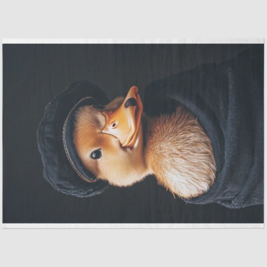 Chic Duckling in zwart Pet Decoupage Tissuepapier (Voorkant)