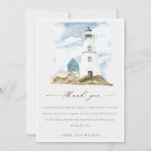 Chic Dusky Aqua Blue Lighthouse Mountain Wedding Bedankkaart (Voorkant)
