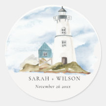 Chic Dusky Aqua Blue Lighthouse Mountain Wedding