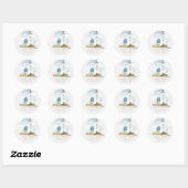 Chic Dusky Aqua Blue Lighthouse Mountain Wedding Ronde Sticker (Vel)
