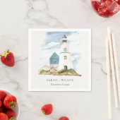 Chic Dusky Aqua Blue Lighthouse Mountain Wedding Servet (Insitu)