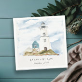 Chic Dusky Aqua Blue Lighthouse Mountain Wedding Servet