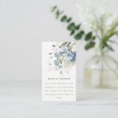 Chic Dusky Blue Floral Display Shower Baby shower Informatiekaartje (Staand voorkant)