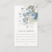 Chic Dusky Blue Floral Display Shower Baby shower Informatiekaartje (Voorkant)
