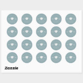 Chic Dusky Blue Grey Minimal Simple Afstuderen Ronde Sticker (Vel)