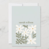 Chic Dusky Blue Retro Minimal Floral Baby shower Kaart (Achterkant)