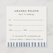 Chic Dusky Blue Watercolor Strips Gift Certificate Vierkante Visitekaartje (Achterkant)